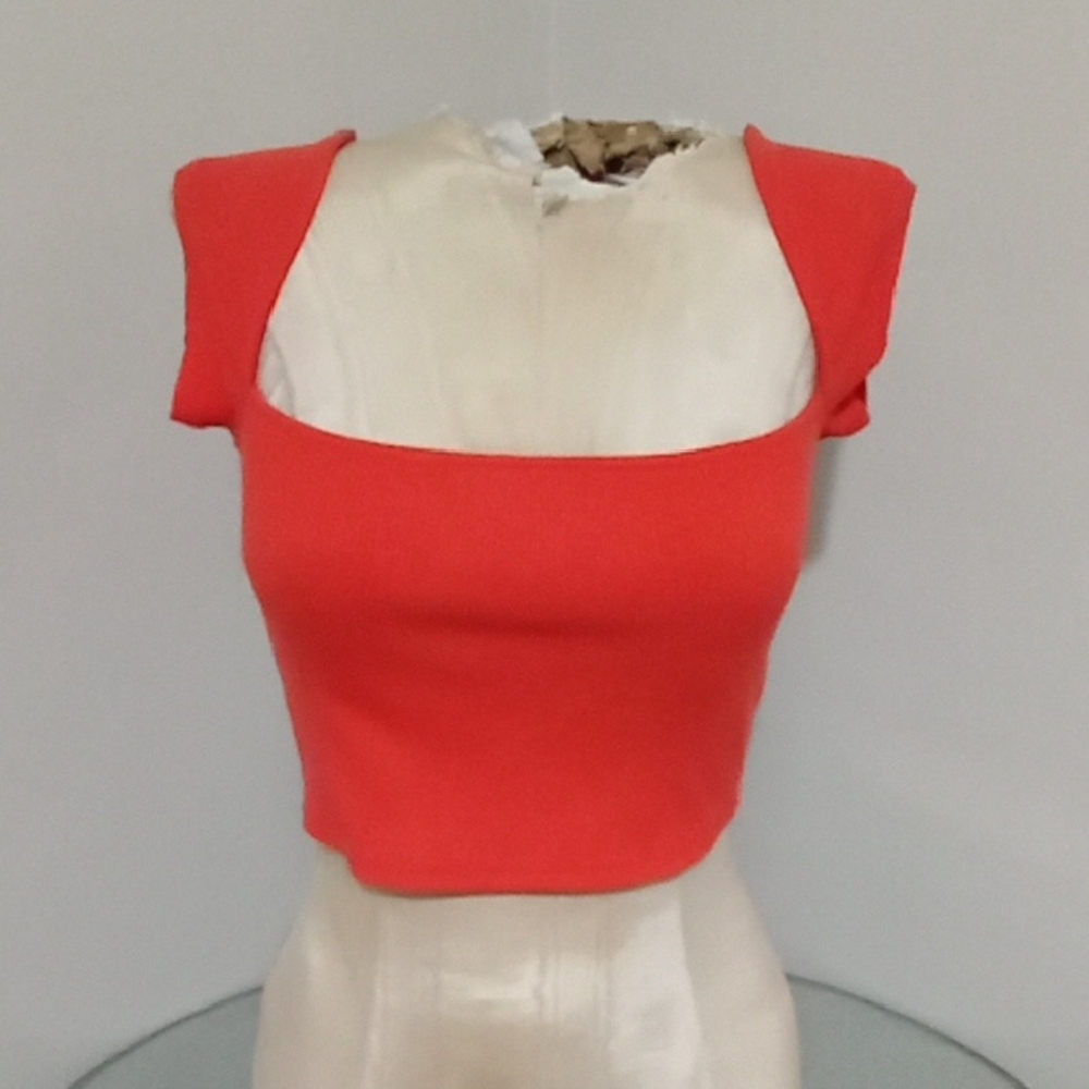 Bold Red Crop Top with Square Neckline
